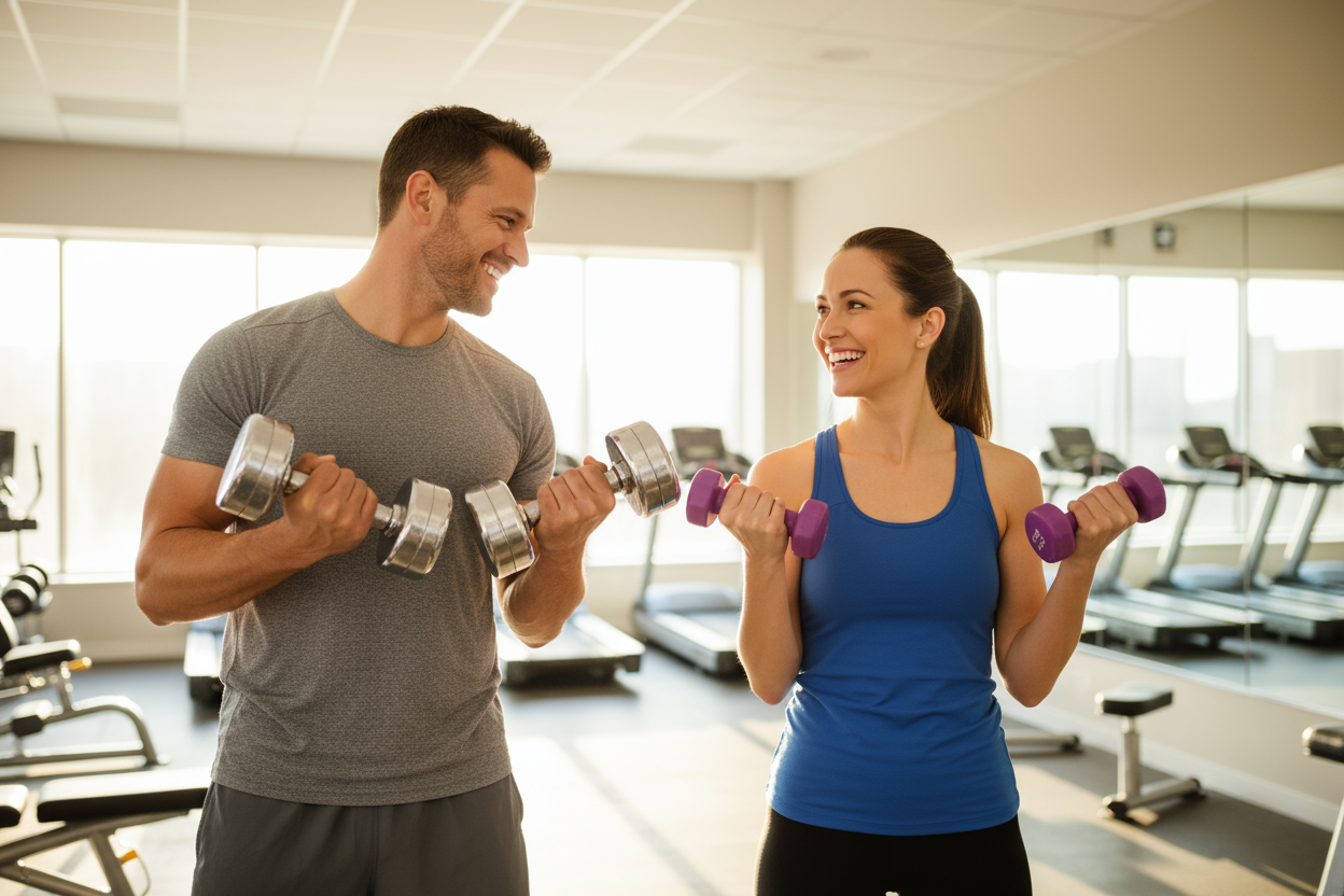 A man and woman with increased vitality, metabolism, muscle recovery, and sleep quality.